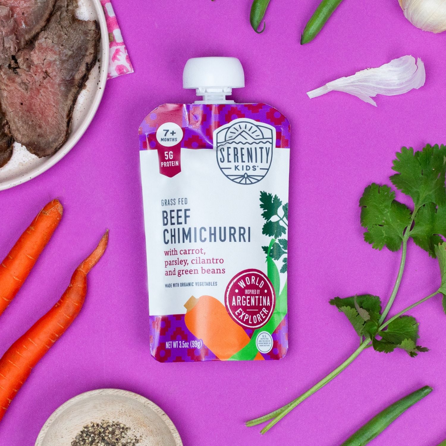 Beef Chimichuri Baby Food front with ingredients