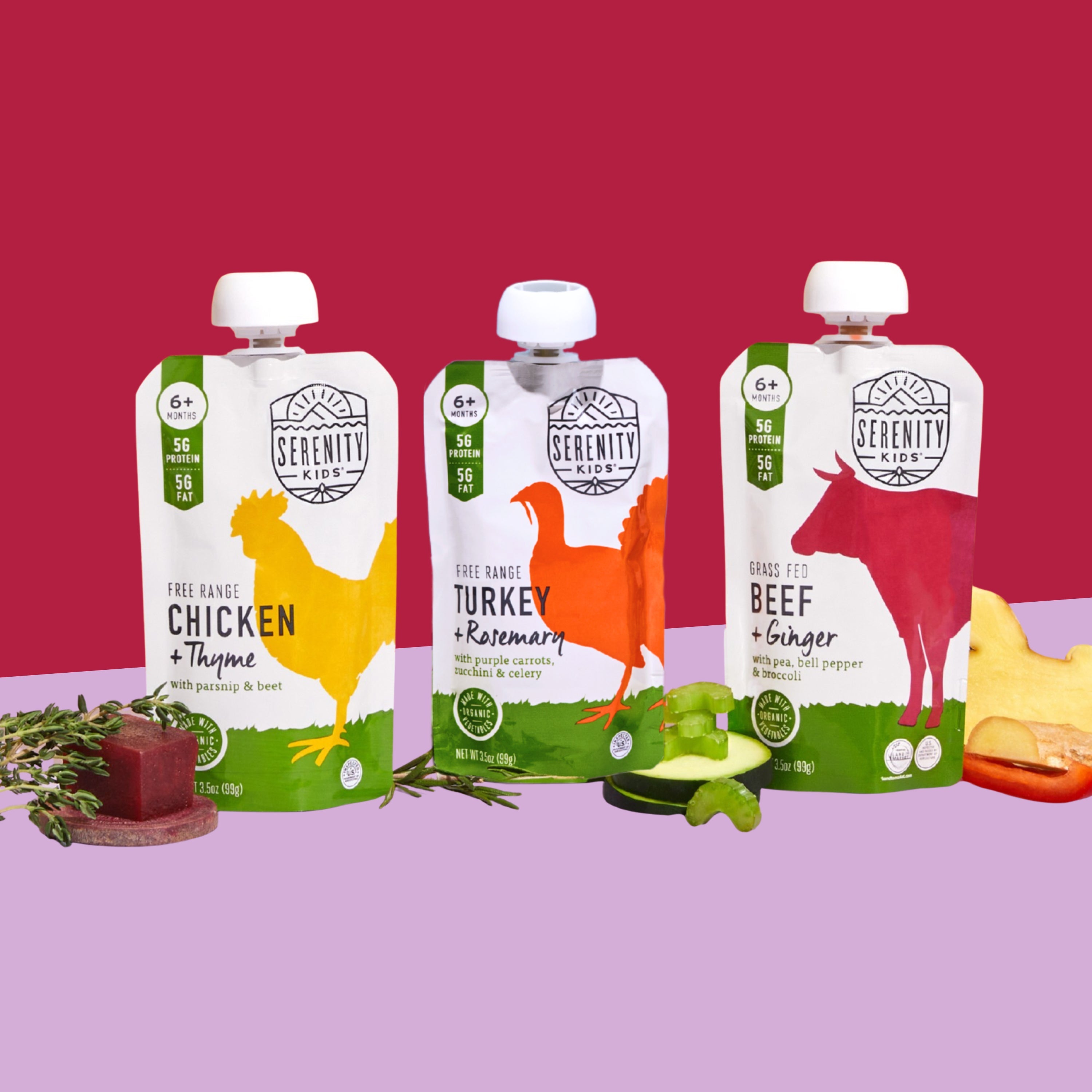 Grass Fed Beef & Ginger w/ Organic Pea, Bell Pepper & Broccoli