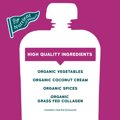 Berry Butternut Smoothie Product packaging with high-quality ingredients listed on a purple background