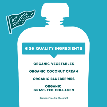 Berry Butternut Smoothie Product packaging with high-quality ingredients listed on a blue background