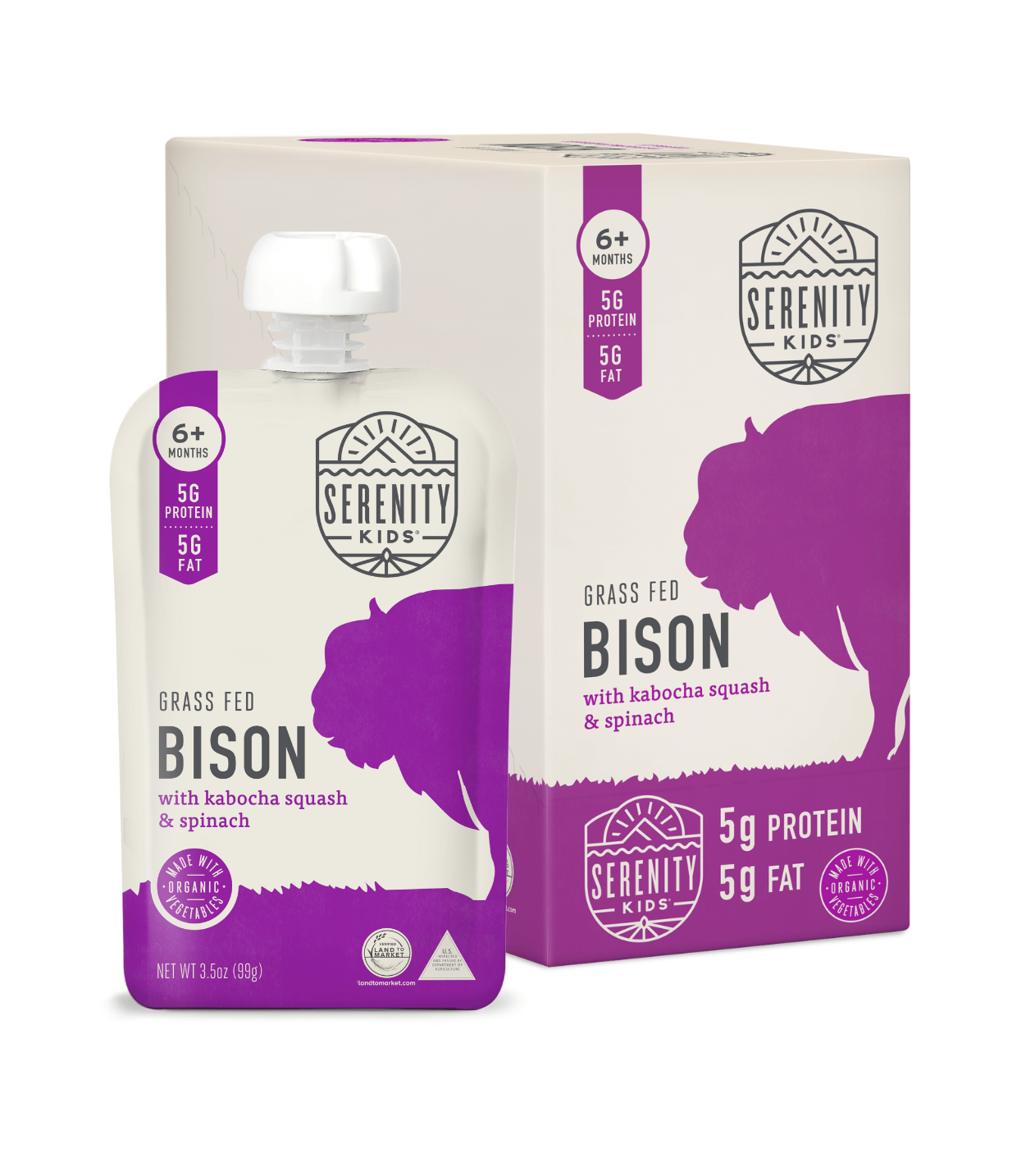 Grass Fed Bison Baby Food Pouch with Organic Kabocha Squash and Spinach