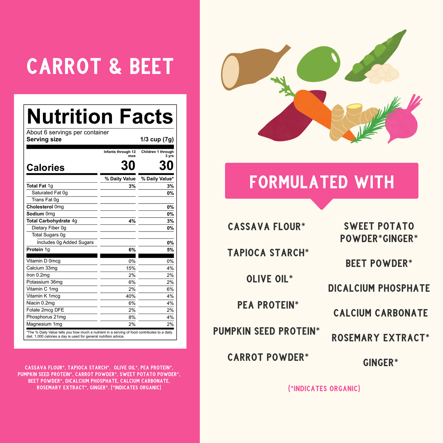 Carrot & Beet Puffs Grain Free with Olive Oil