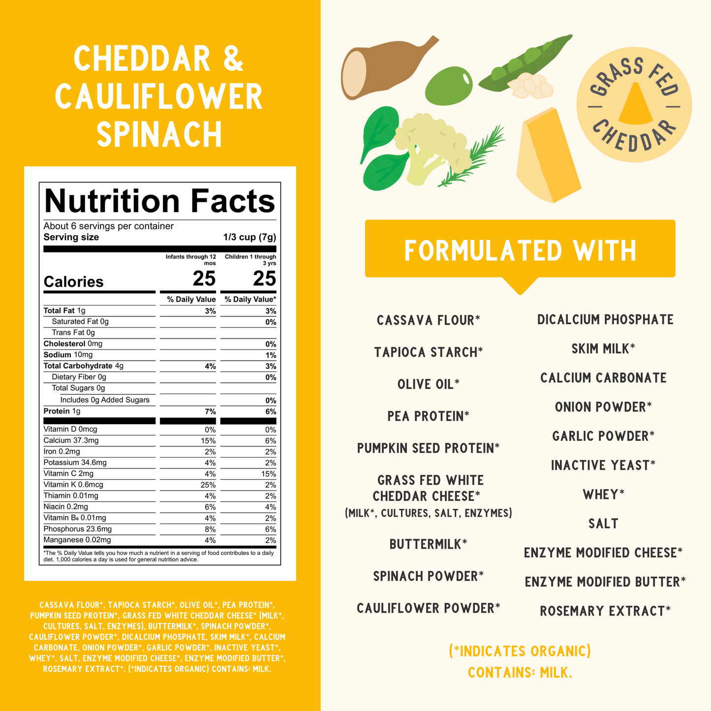 White Cheddar with Cauliflower & Spinach Grain Free Puffs