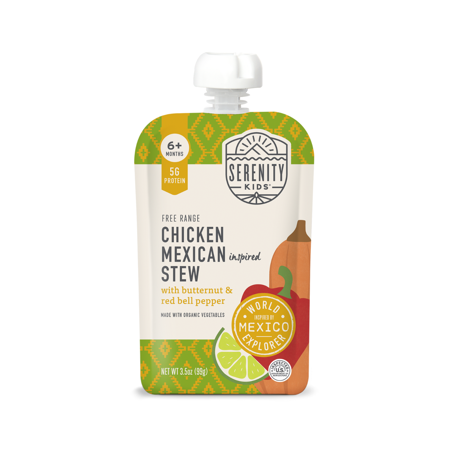 Spice up your baby's meals with our hearty Chicken Mexican Stew baby food, a flavorful fusion of tender chicken for baby, beans, and a touch of Mexican spice!