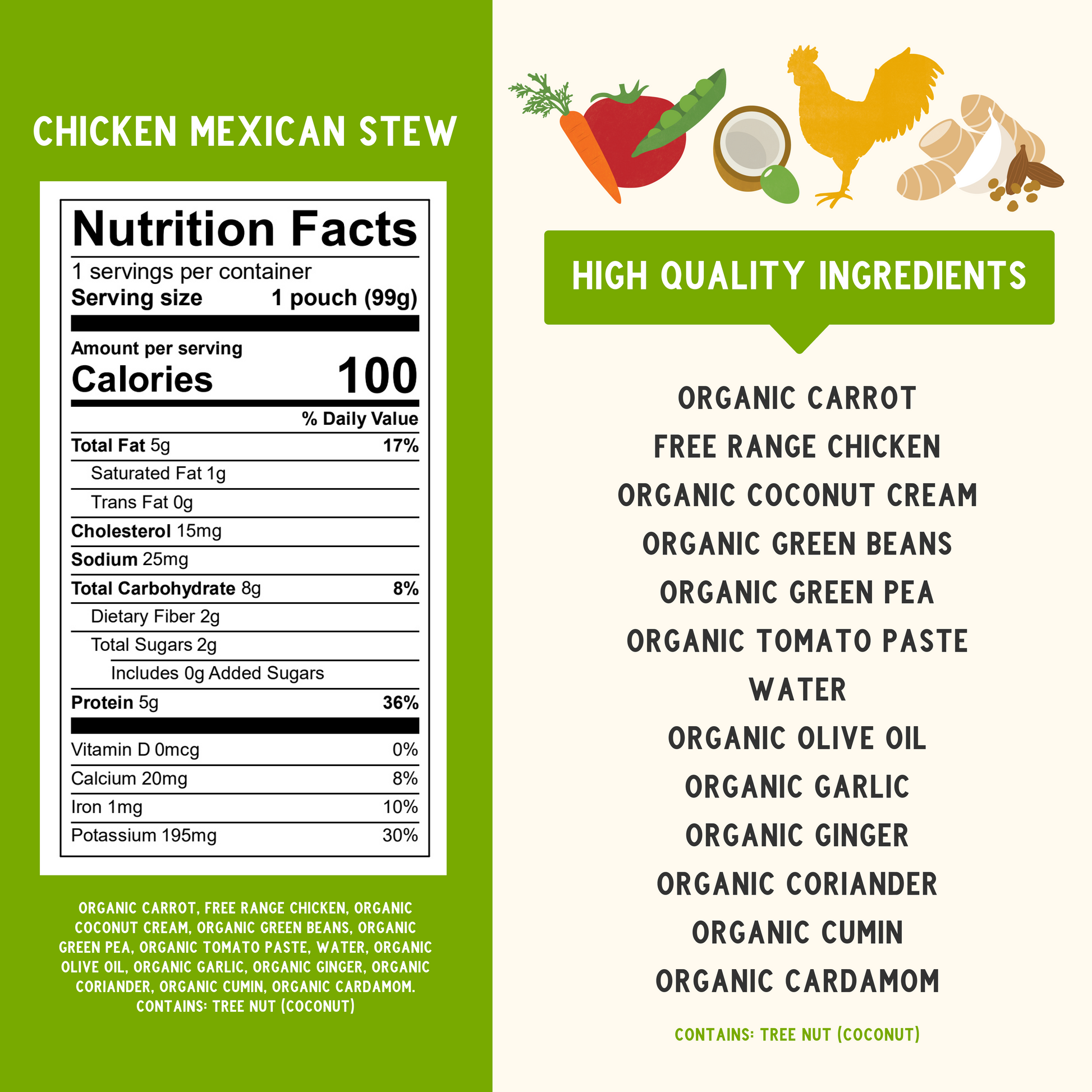 Spice up your baby's meals with our hearty Chicken Mexican Stew baby food, a flavorful fusion of tender chicken for baby, beans, and a touch of Mexican spice!