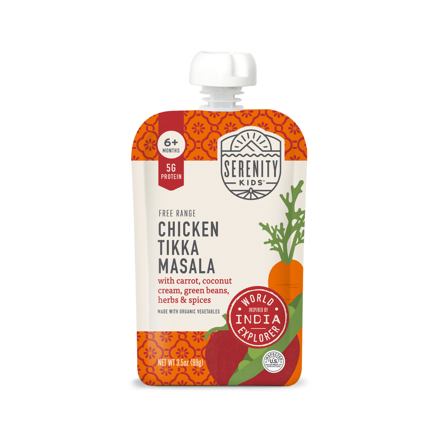 Tantalize baby's taste buds with our Chicken Tikka Masala baby food, a flavorful blend of tender chicken for baby, creamy tomato sauce & a touch of Indian spice