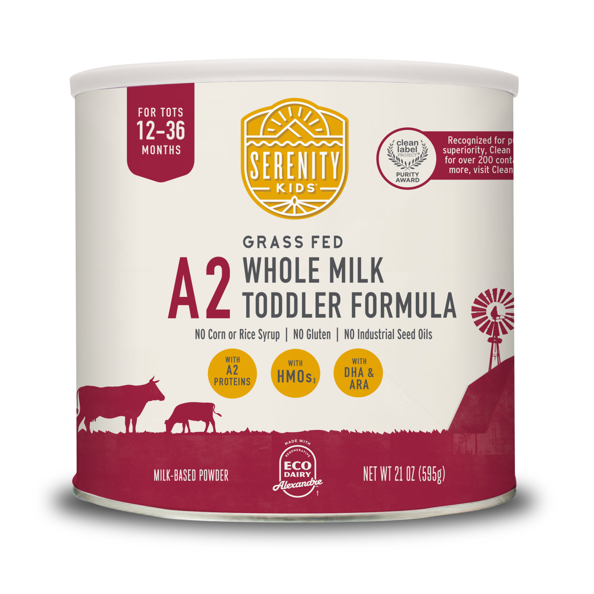 Serenity Kids A2 Whole Milk Toddler Formula can on a white background