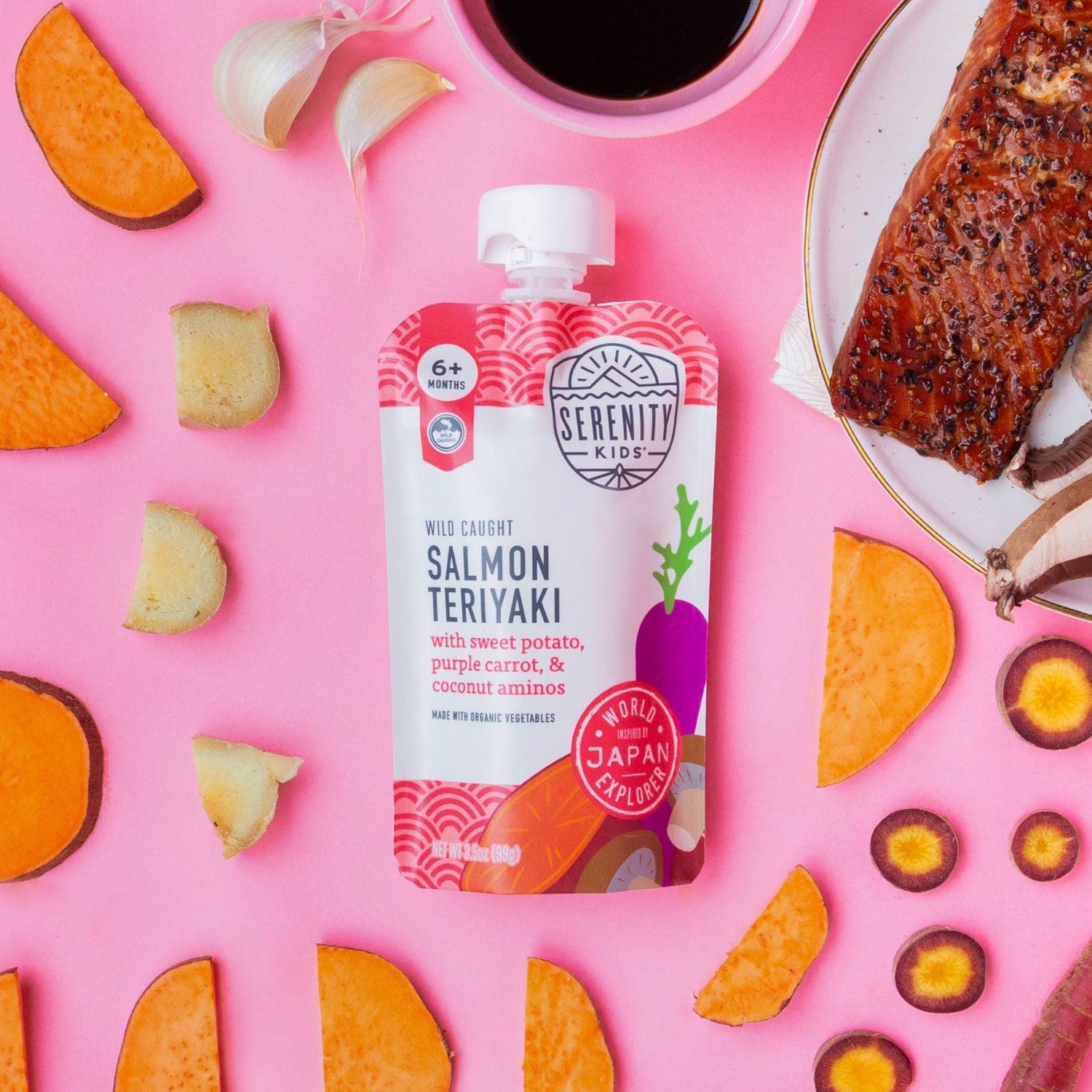 Get brain-boosting nutrients with our Salmon Teriyaki, a nutritious and easy-to-digest salmon baby food with tender salmon & Japanese-inspired sweetness!