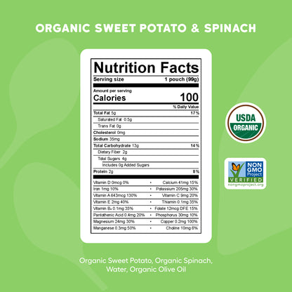 Sweet Potato & Spinach USDA Organic Veggies with Olive Oil