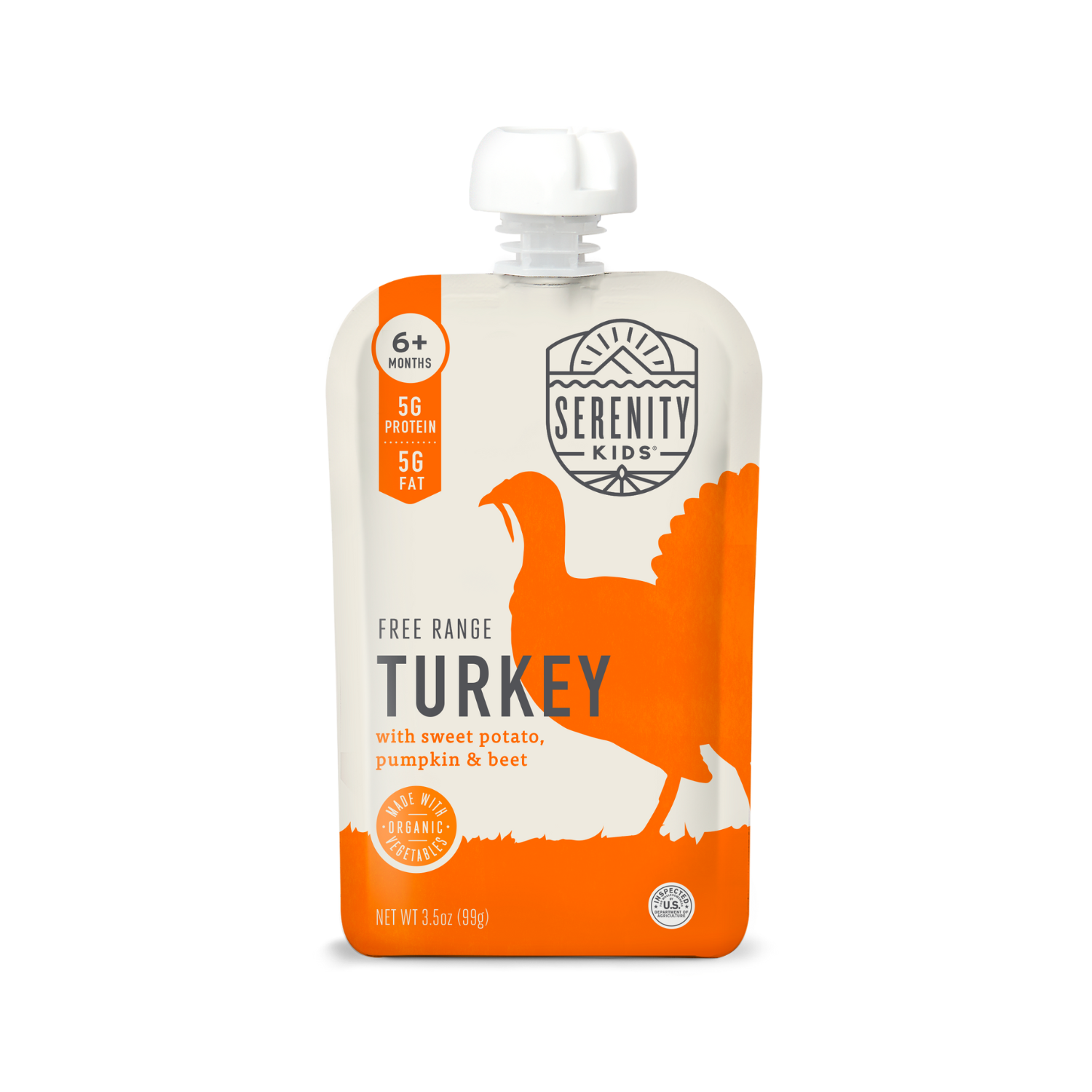 The best baby food turkey puree! Our Free Range Turkey Baby Food Pouch is low in sugar & allergen-free. GAP Certified for responsibly-sourced meats!