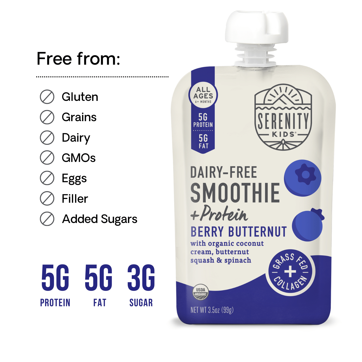 Berry Butternut Dairy-Free Smoothie + Protein - Serenity Kids - Free From Ingredients