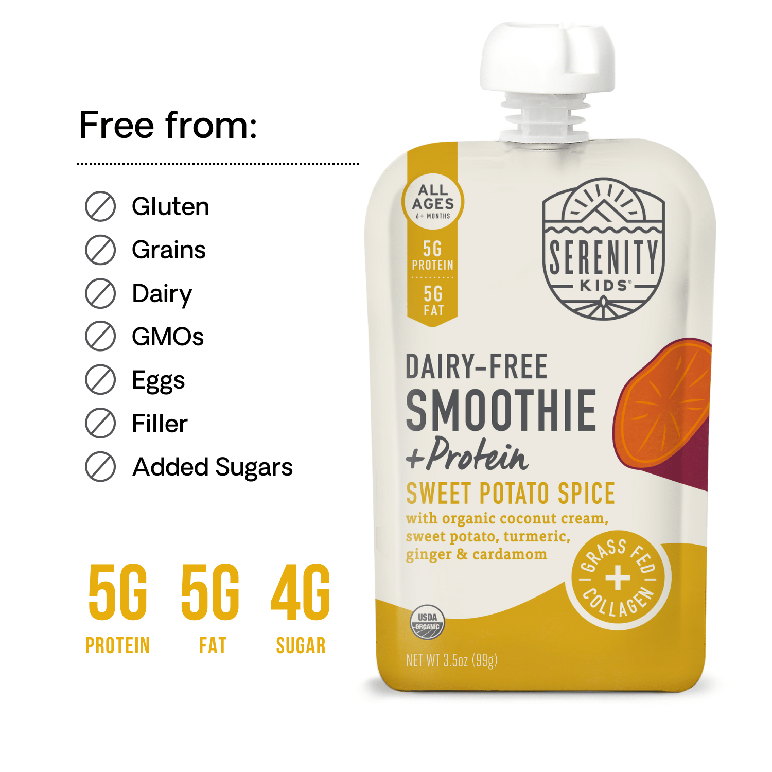Sweet Potato Spice Dairy-Free Smoothie + Protein - Serenity Kids - Free From Ingredients