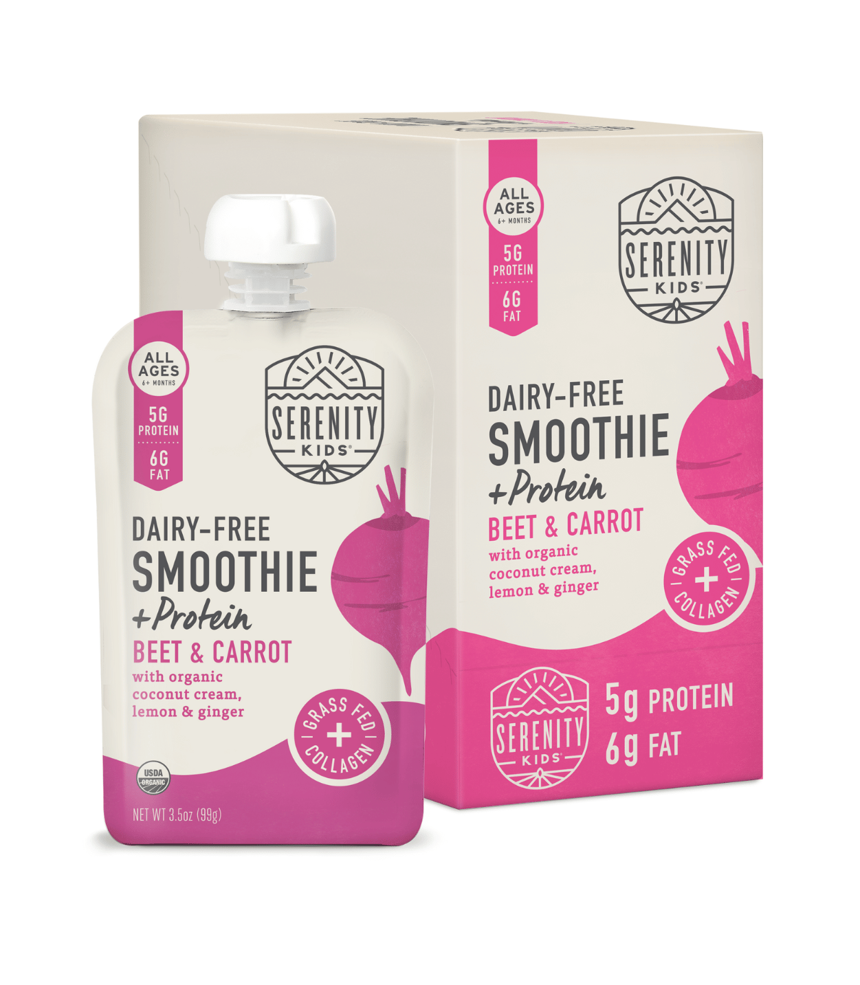 Beet & Carrot Dairy-Free Smoothie + Protein - Serenity Kids - Smoothie with Box