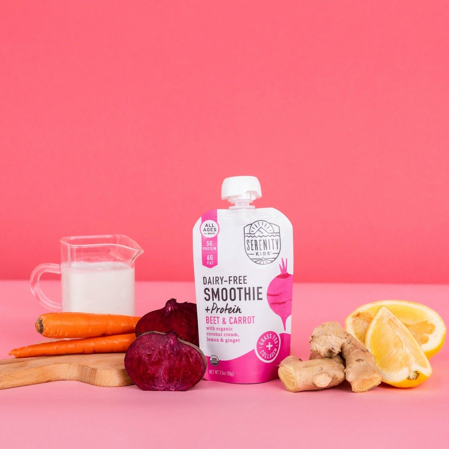 Beet & Carrot Dairy-Free Smoothie + Protein - Serenity Kids - Smoothie Pouch