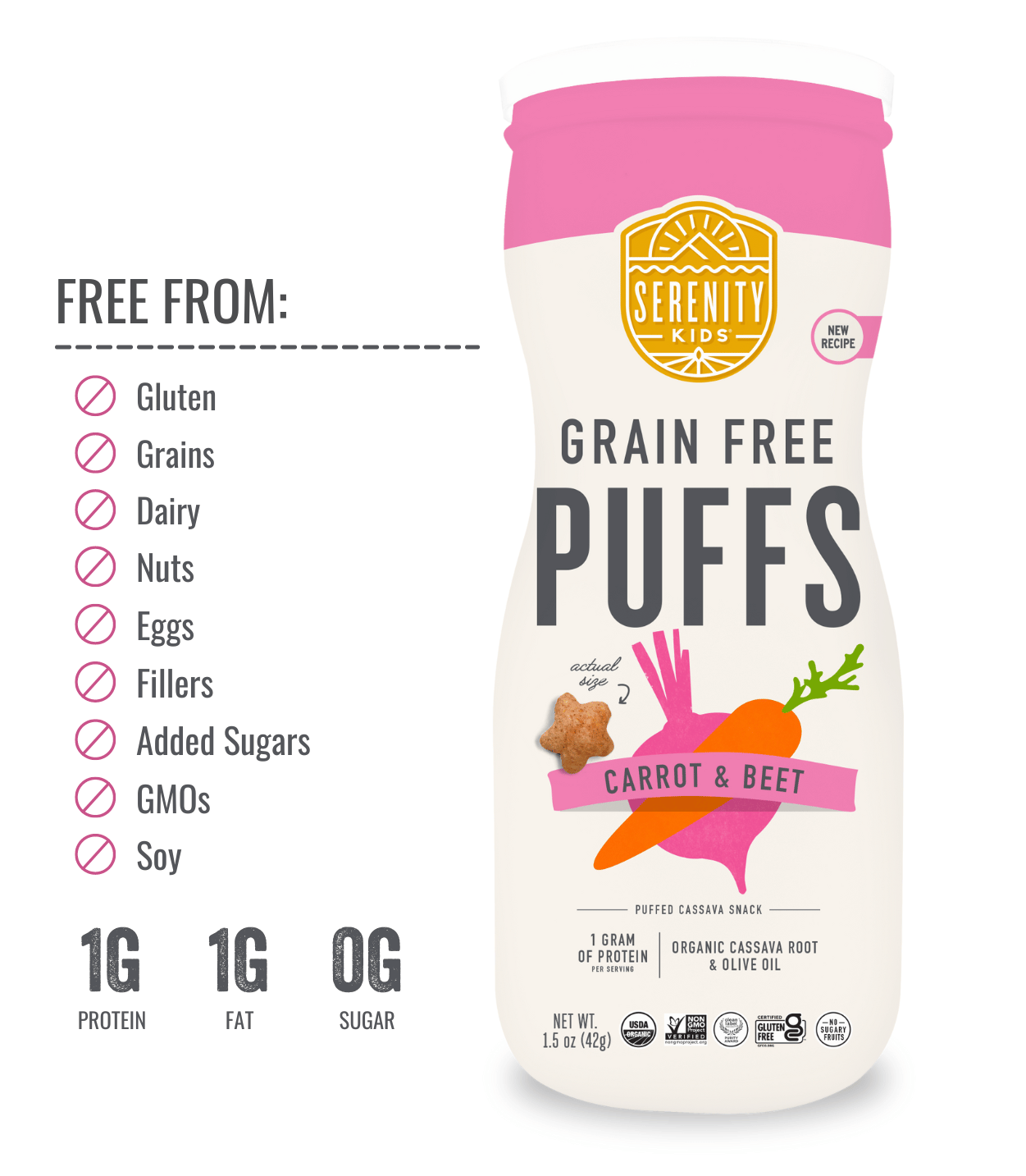 Carrot & Beet Grain Free Baby Puffs with Olive Oil