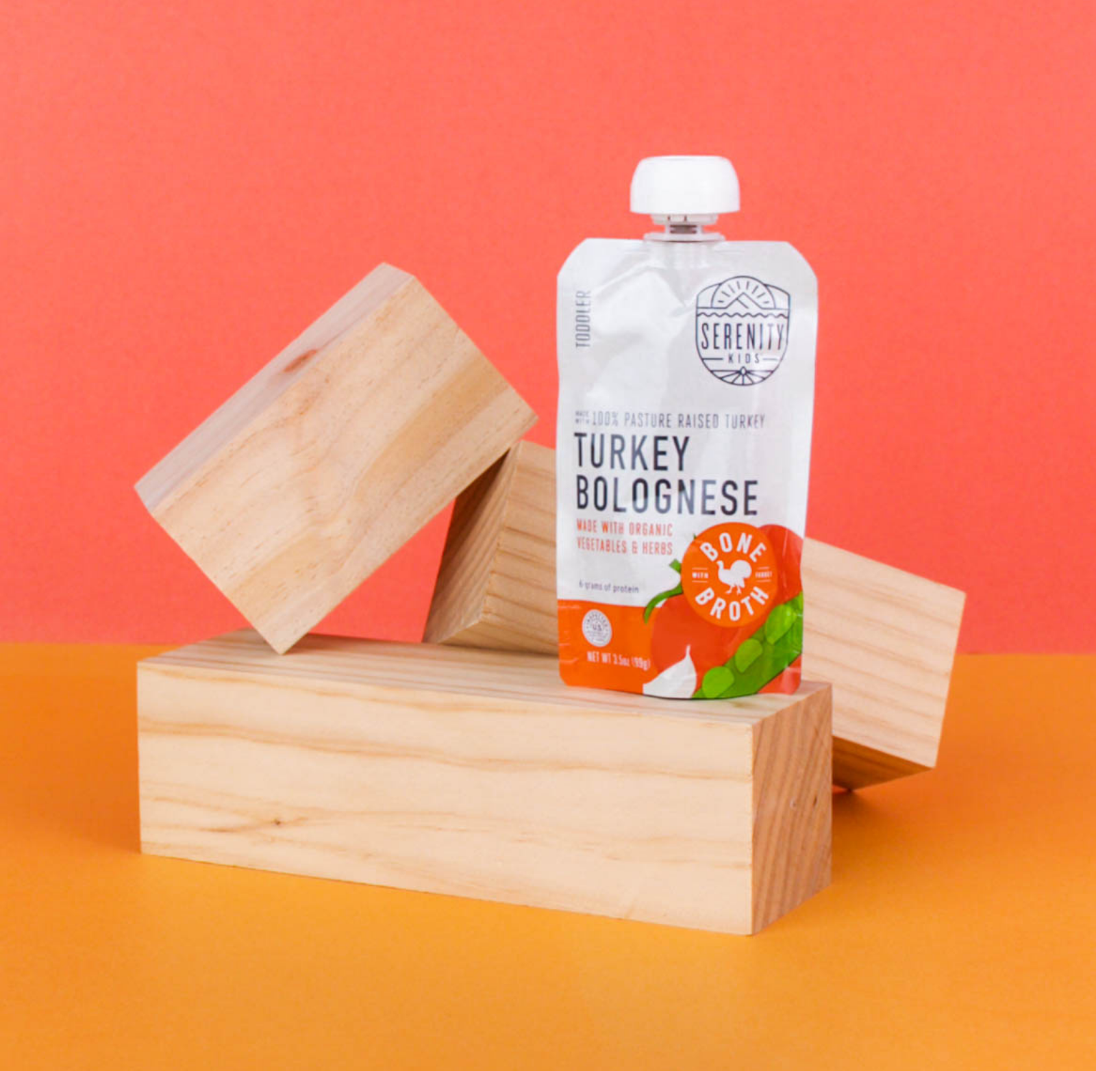 Turkey Bolognese Baby Food Pouch with Bone Broth - Wood Pieces