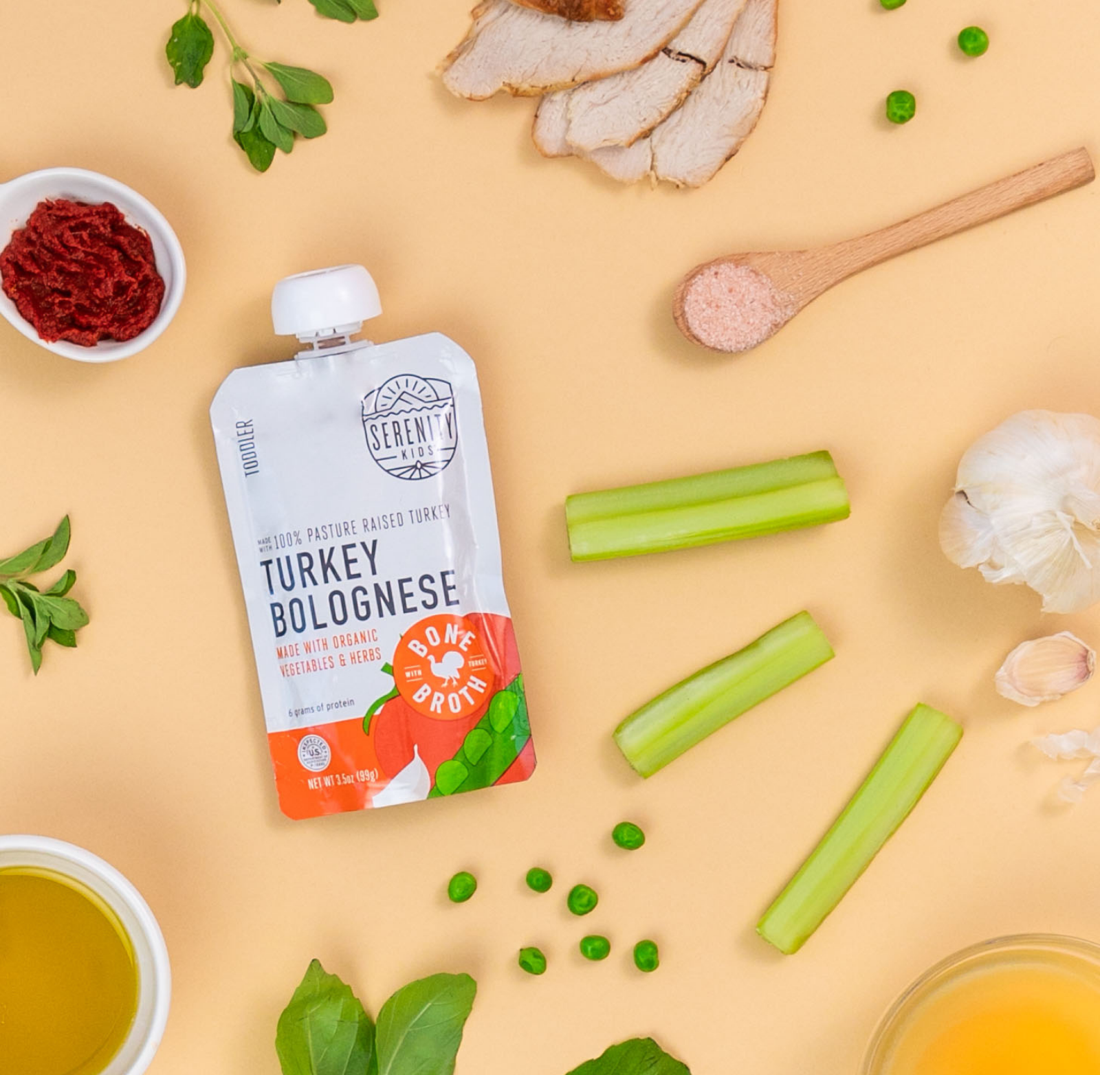 Turkey Bolognese Baby Food Pouch with Bone Broth - Ingredients