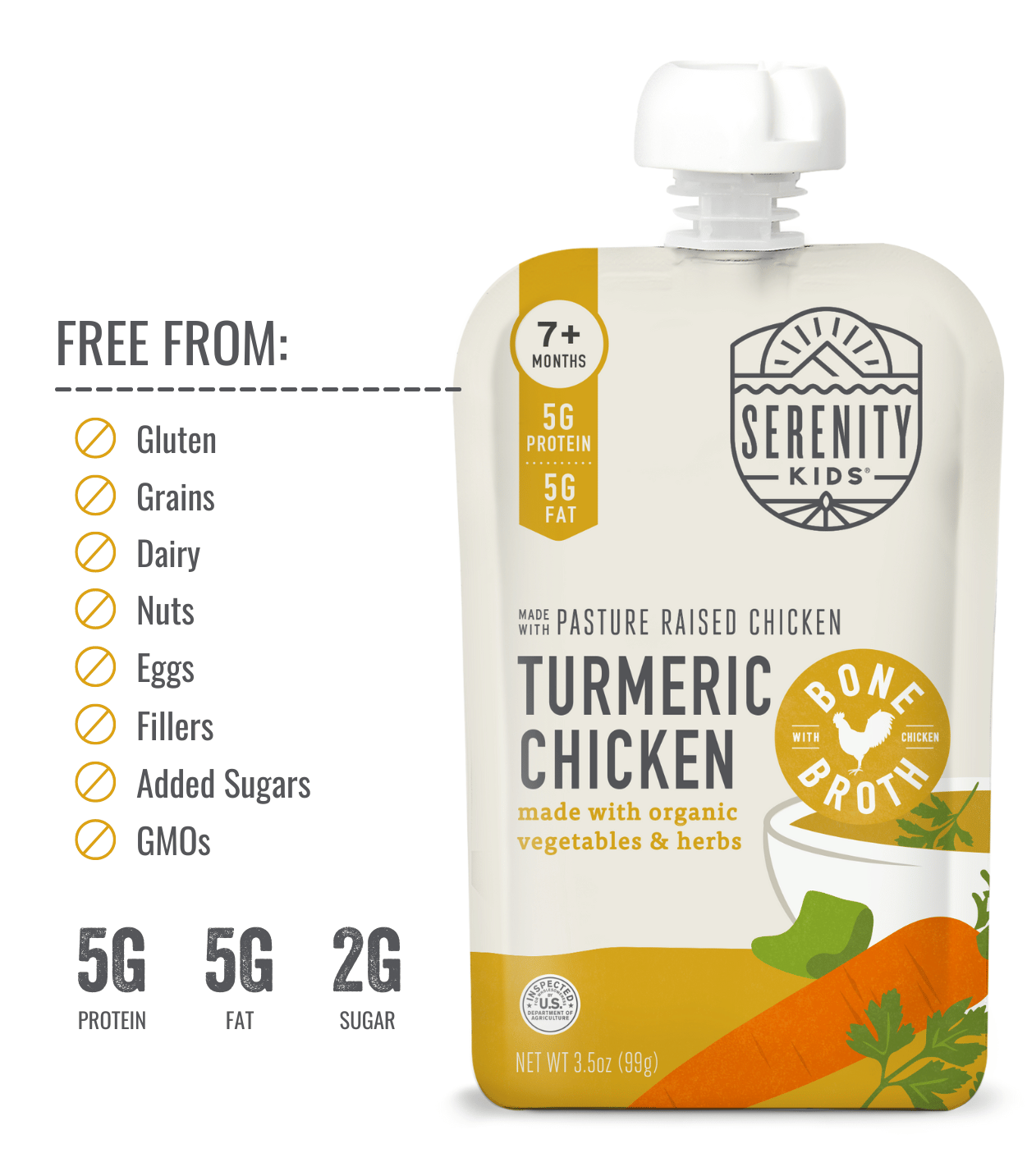 Turmeric Chicken Baby Food Pouch with Bone Broth