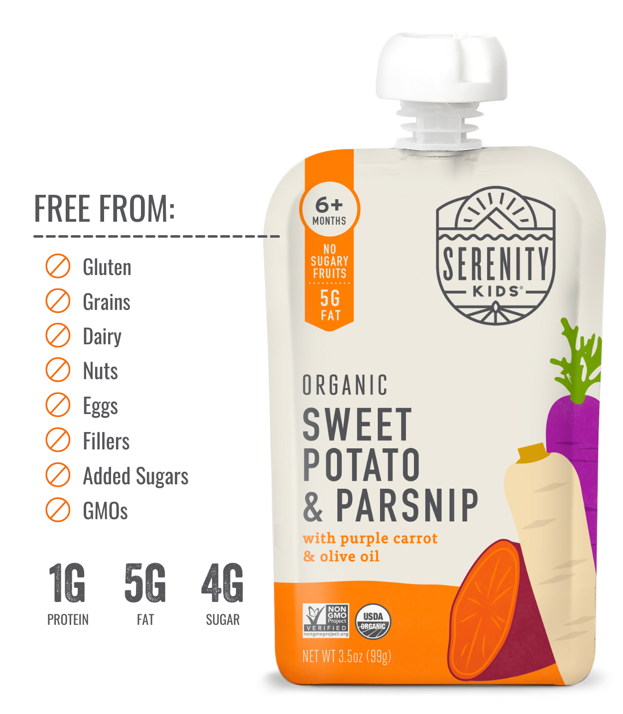 Organic Sweet Potato Baby Food Pouch With Parsnip