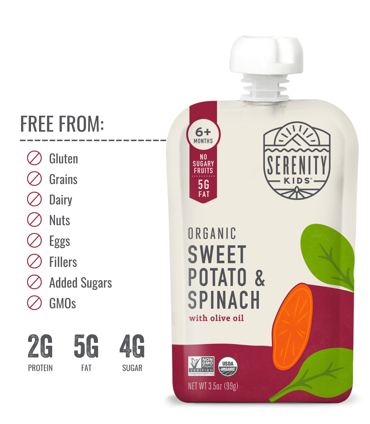 Organic Sweet Potato & Spinach Baby Food Pouch