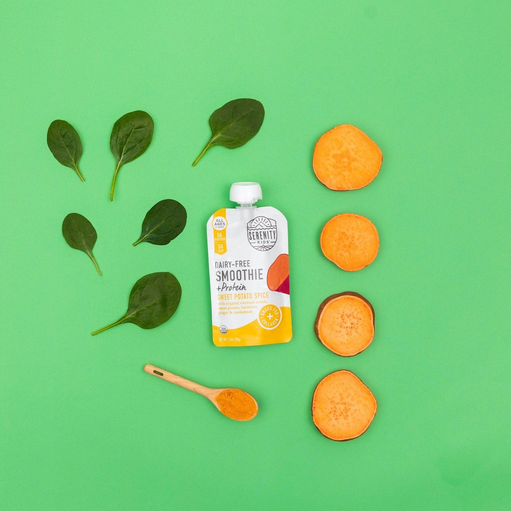 Sweet Potato Spice Dairy-Free Smoothie + Protein. - Serenity Kids - Combo Ingredients