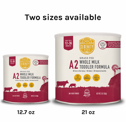 Toddler Formula with A2 Whole Milk Comparison Sizes