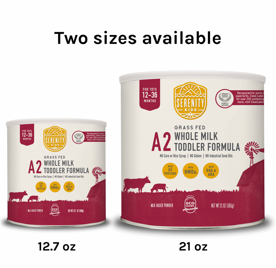 Toddler Formula with A2 Whole Milk Comparison Sizes